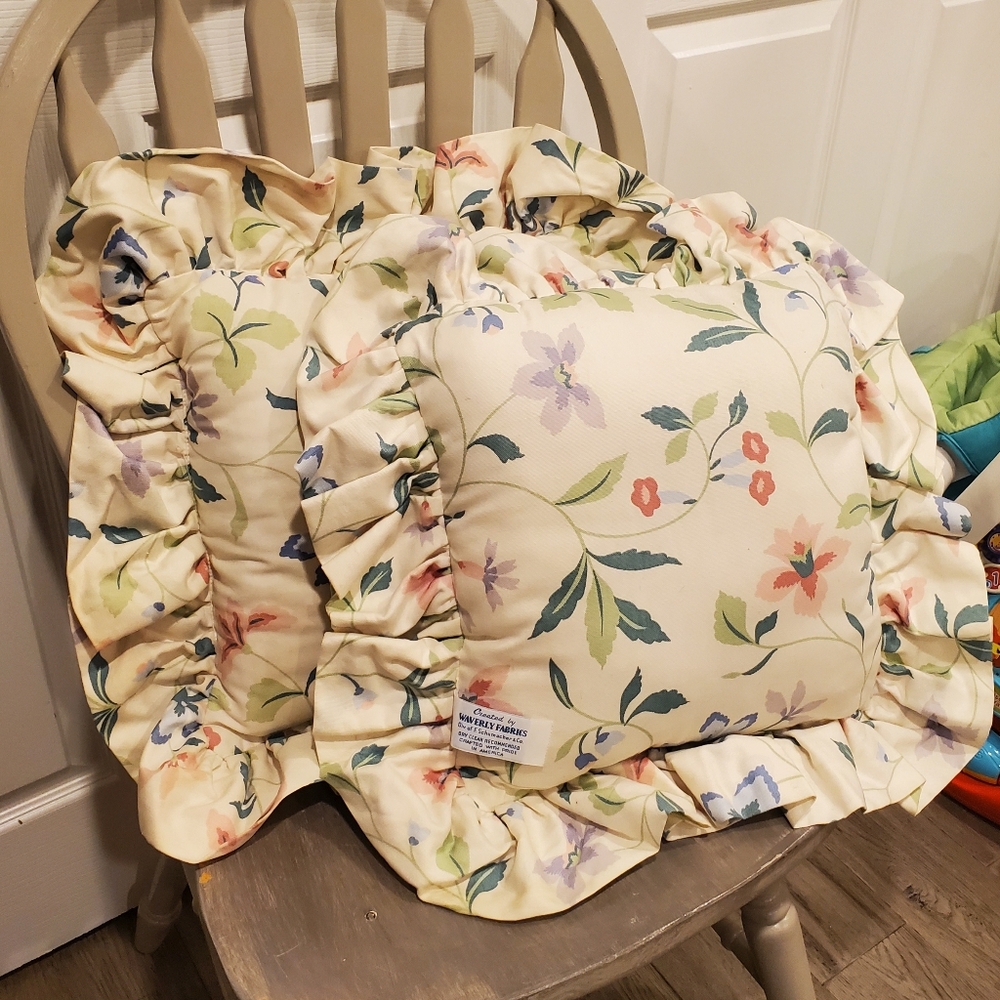 Two Floral Waverly Fabrics Decorative Pillows